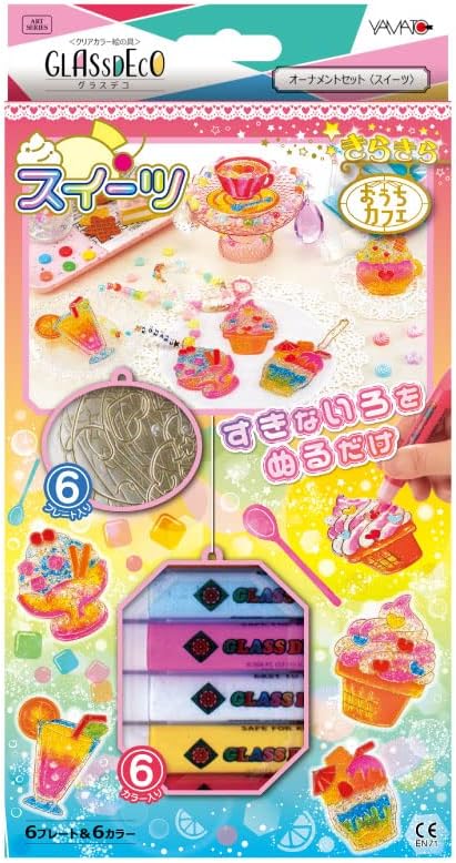 Yamato GDS6-W1 Glass Deco Ornament Set, 6 Colors, 6 Plates, Sweets