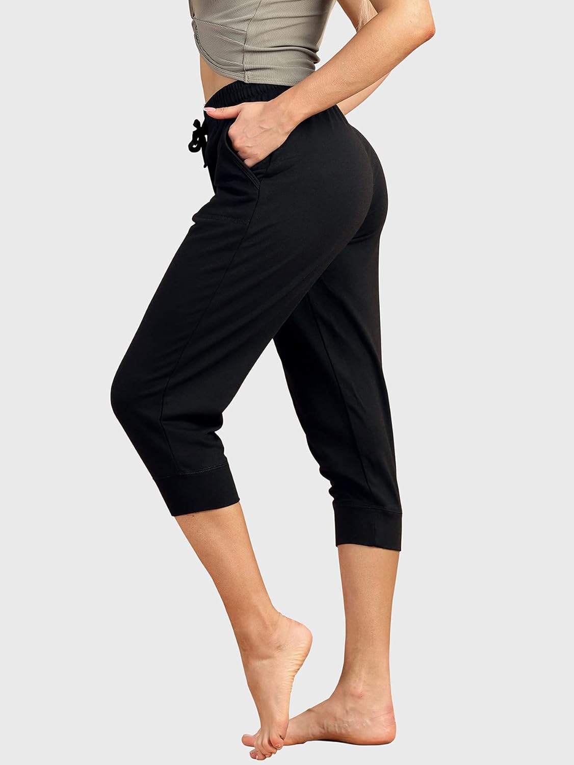icyzone Women's French Terry Jogger Lounge Sweatpants - Active Capri Pants for Women - Image 6