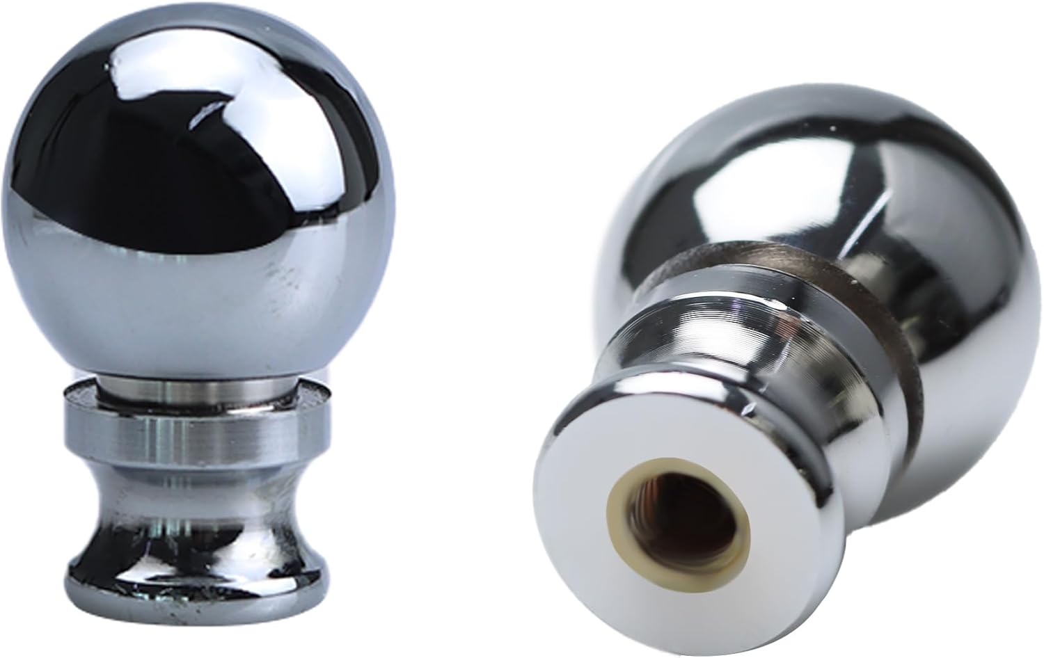 2PCS Lamp Finials, 1/4-27 Threaded Base Ball Lamp Shade Topper, Decorative Finial Knob for Table & Floor Lamps, Polished Silver Cap