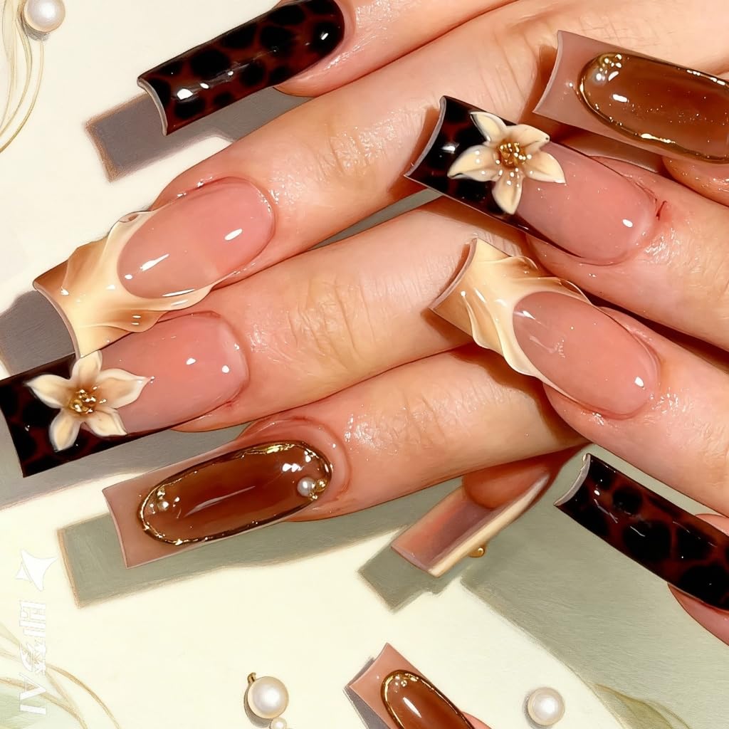 Safe Artificial Nails Designed For Sensitive Skin Long Wear Comfort And Wide Beds Floral Patterns