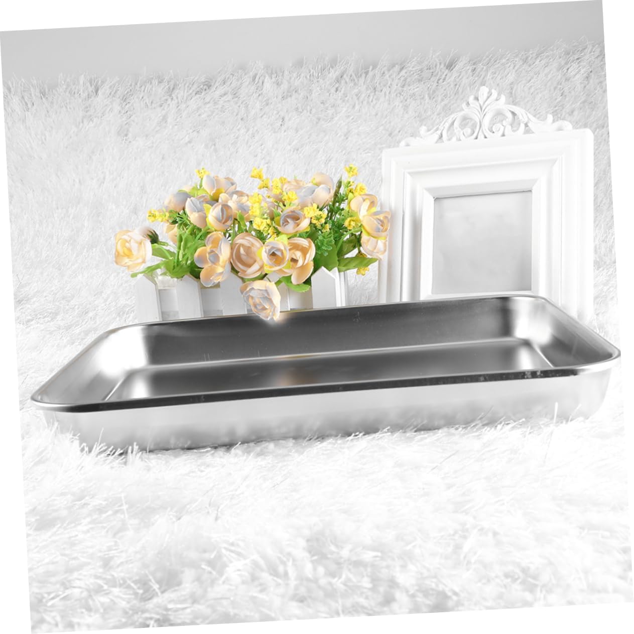 2pcs Stainless Steel Instrument Trays Flat Bottom Design for Laboratory Supplies Stainless Steel Versatile Storage for Facilities