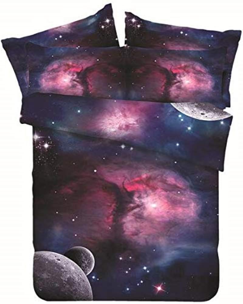 Galaxy Printed Bedding Set Soft Comforter Cover 3D Printed Bed Sheet Set Twin Color B