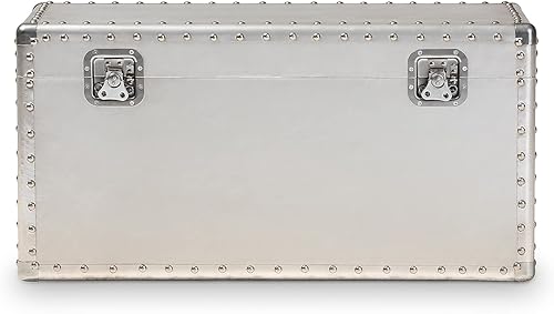 Miniatura 3 de Baxton Studio Serge - Maletero de almacenamiento alto de 13.98 pulgadas, color plateado