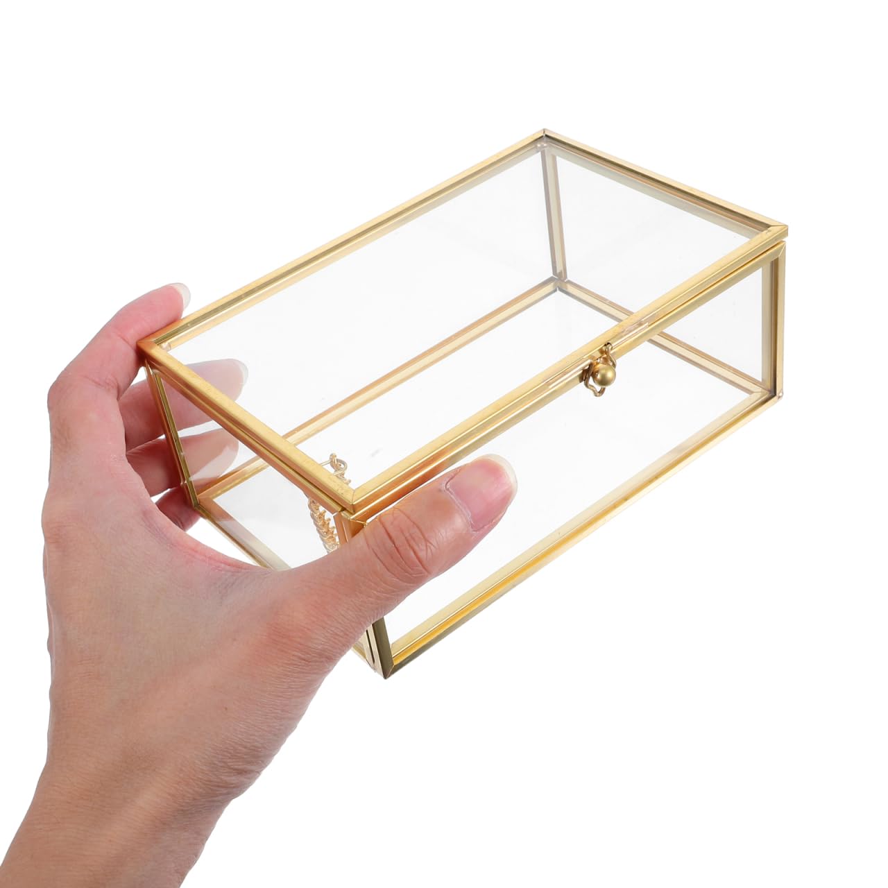 Alipis Boîte À Bijoux Vintage En Verre Transparent Avec Cadre Doré Organisateur De Bijoux Et Souvenirs Anti-Poussière Pour Commode Rangement Élégant Pour Bagues Bracelets Et Rouge À Lèvres