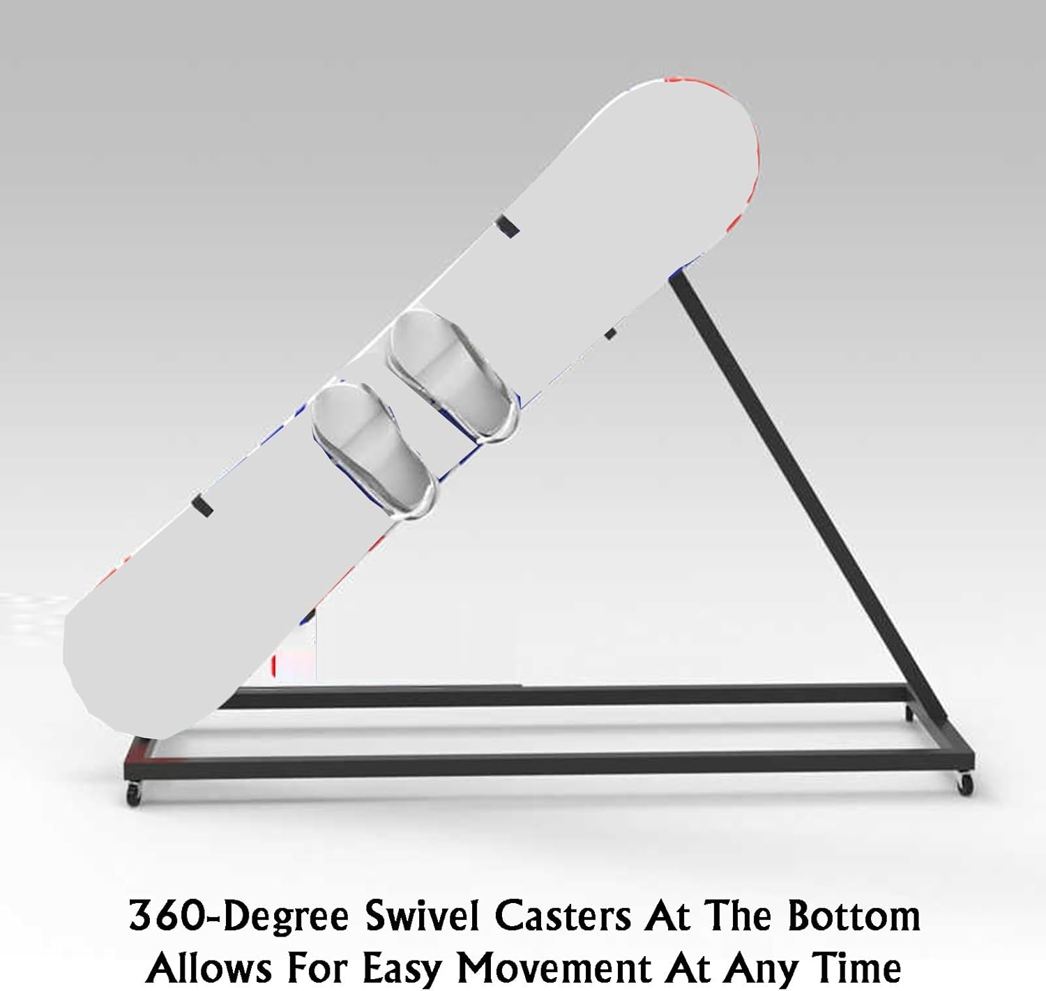 Skateboard Rack Floor Stand with Wheels,Surfboard Display Rack,Indoor and Outdoor Storage,Easy to Assemble,for Garages Clubs and Skate Shops