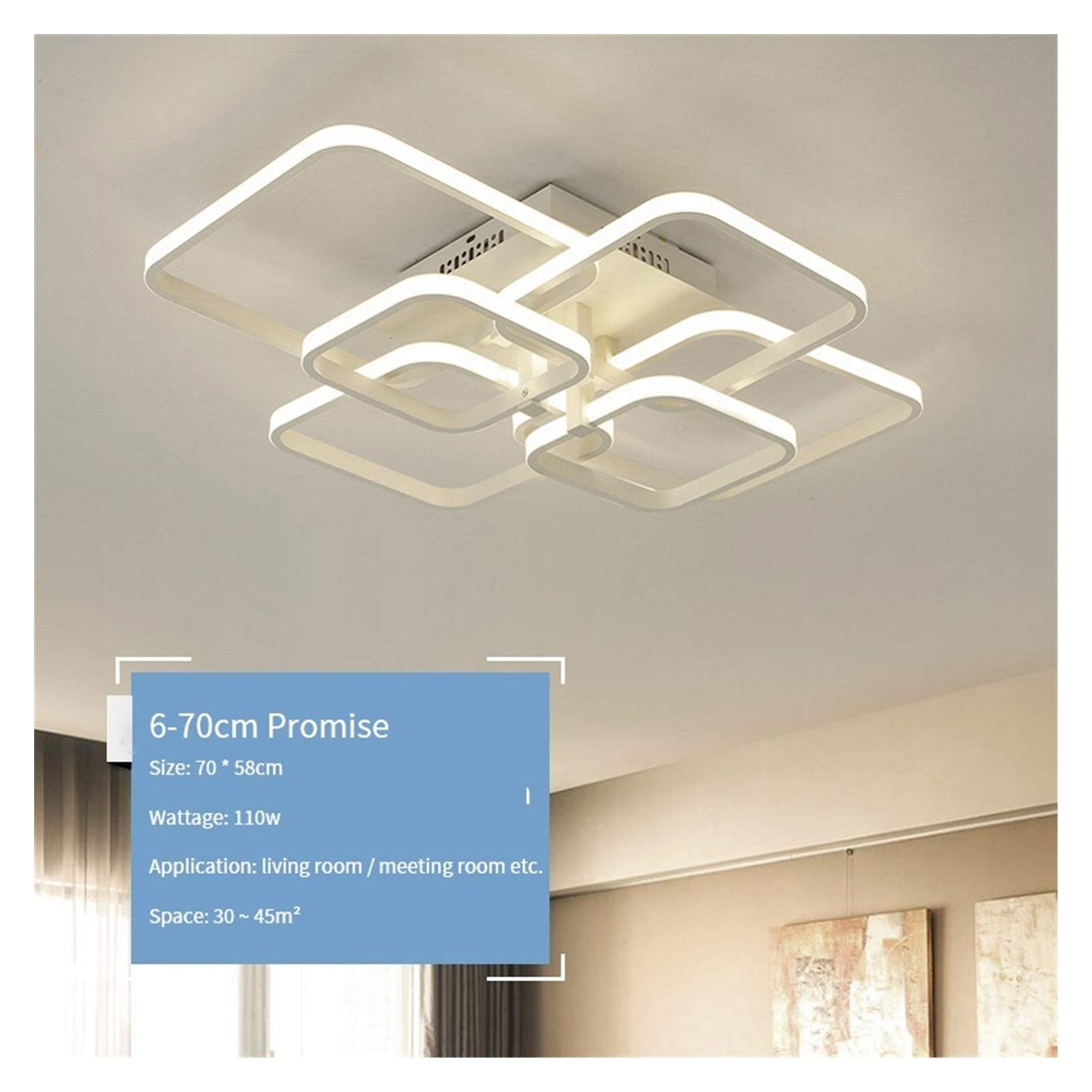 Lustre LED moderne plafonnier rectangulaire 6 têtes luminaire salon chambre cuisine