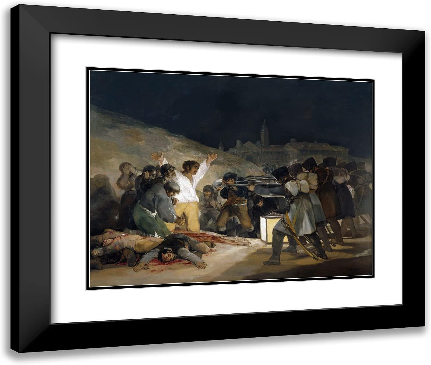 ArtDirect Goya, Francisco 24x20 Black Modern Framed Art Print with Double Matting Titled: The Third of May 1808 Execution of the Defenders of Madrid
