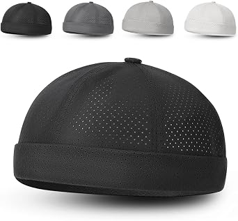 Mens Breathable Brimless Docker Hat, 2026 New Summer Lightweight Mesh Skull Adjustable Hip-Hop Cap Beanie