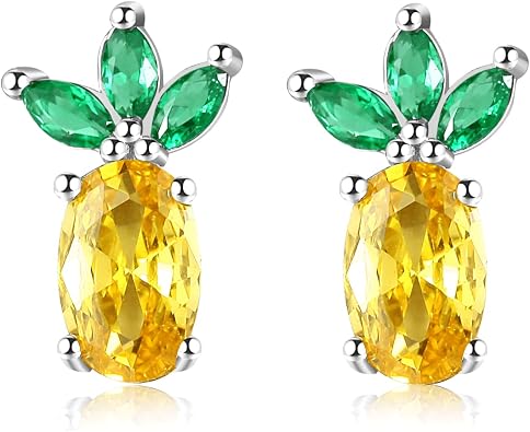 Pineapple Earrings Sterling Silver Hypoallergenic Fruit Pineapple Stud Earrings Jewelry Gifts for Women