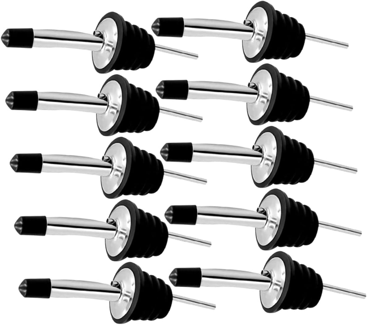 Alipis 10pcs Stainless Steel Olive Oil Pourers with Dust Caps Wine Spouts and Whiskey Pourers for Home Bar, Cocktail Mixing, and Party Use