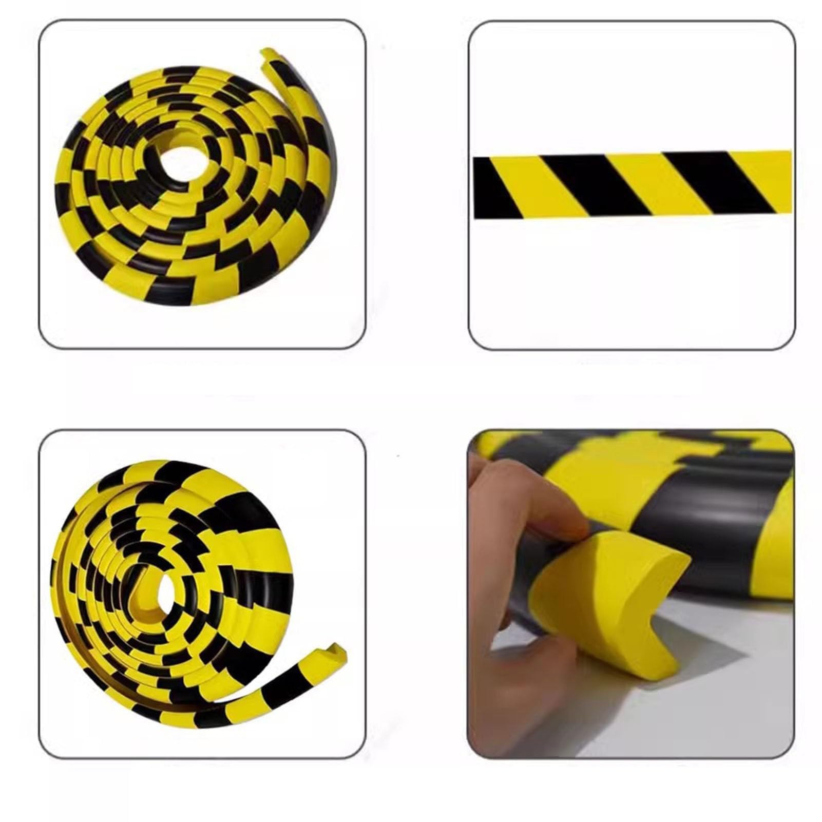 Protectores de esquina resistentes de 197.8 pulgadas, tiras anticolisión, protector de borde de goma NBR autoadhesivo para muebles en forma de L, 1 almohadilla de seguridad