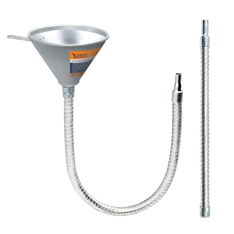 Kit de Funil Automotivo de Aço com Filtro e Bicos Flexíveis de 37,7 cm e 65 cm Yuesstloo, 3 Peças