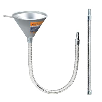 3Pcs 14.84" & 25.6" Steel Bendable Spout Funnel Set with Filter | Flexible Funnels with Long and Short Hoses for Automotive Use for Transmission Fluid, Diesel Fuel, and Other Liquids