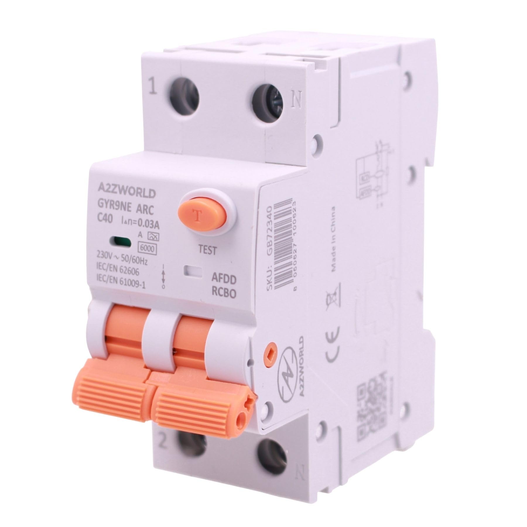 AFDD+RCBO Przełącznik przeciwpożarowy, różnicowy wyłącznik magnetyczny z wykrywaniem łuku elektrycznego, typ A 40A C40, krzywa C 6 kA 30mA 1P +N, ochrona przed pożarem elektrycznym