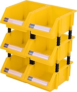 AERCANA Small parts Storage Bin hardware storage organizer Screw organizers Stackable storage bins craftsman storage bins 6 pack (Yellow)