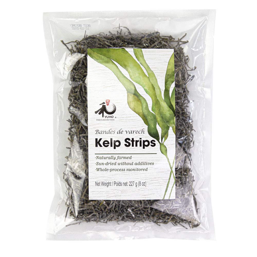 YUHO Kelp Strips 8 Oz Dried Sliced Seaweed, All Natural, No