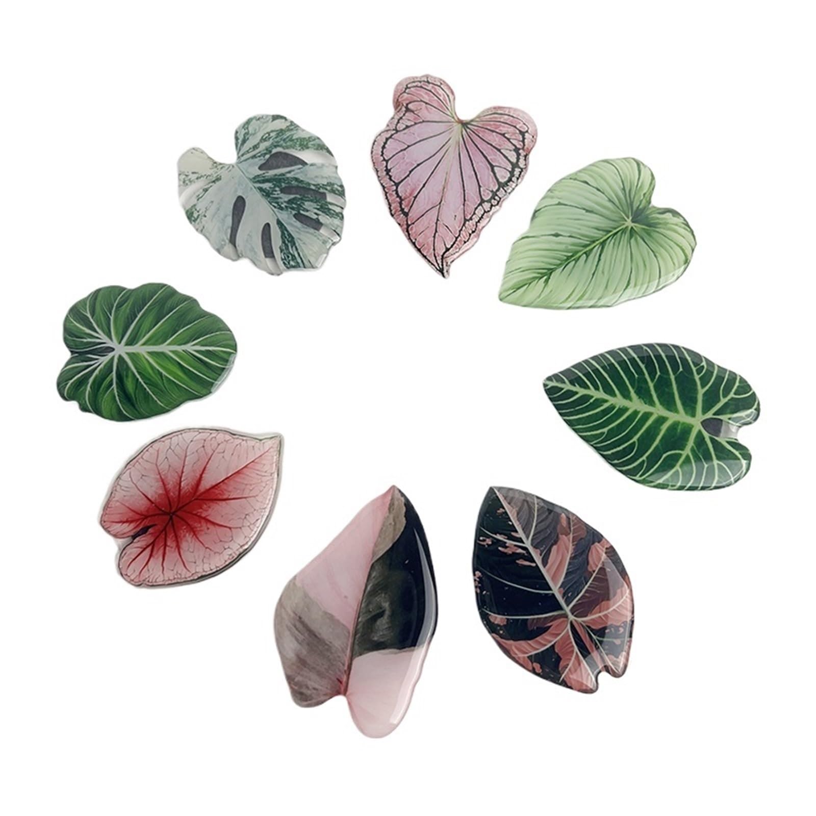 Glass Magnets 12pcs Plant Leaves Plastice Frigerator Magnets Decorative Simulation Of Green For Hobbyist