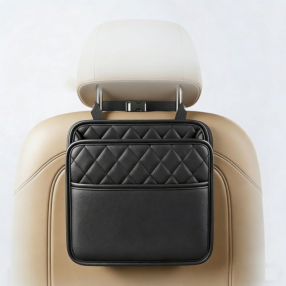 Car Seat Organizer for Ford Taurus 1986–2019 (Including SHO),Pu Leather Diamond Quilted Hanging Storage Bag,Front Passenger and Backseat Holder,Interior Accessories