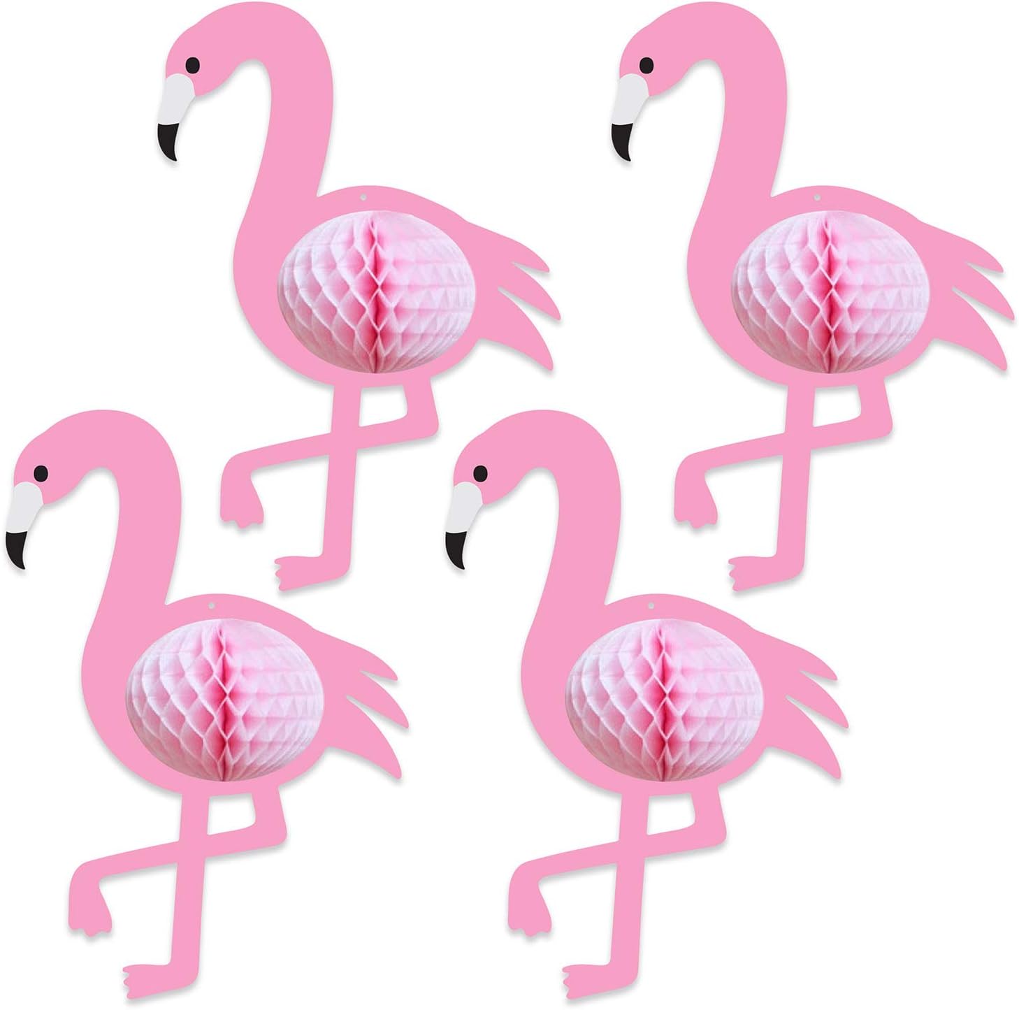 Beistle Luau Party Supplies, Flamingos with Tissue 3-D Body 7 Inch x 10 Inch, Pack 48