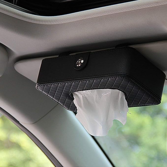 KolorFish Tissue Holder, Car Back Seat Headrest Hanging Tissue Holder with PU Leather, Multiuse