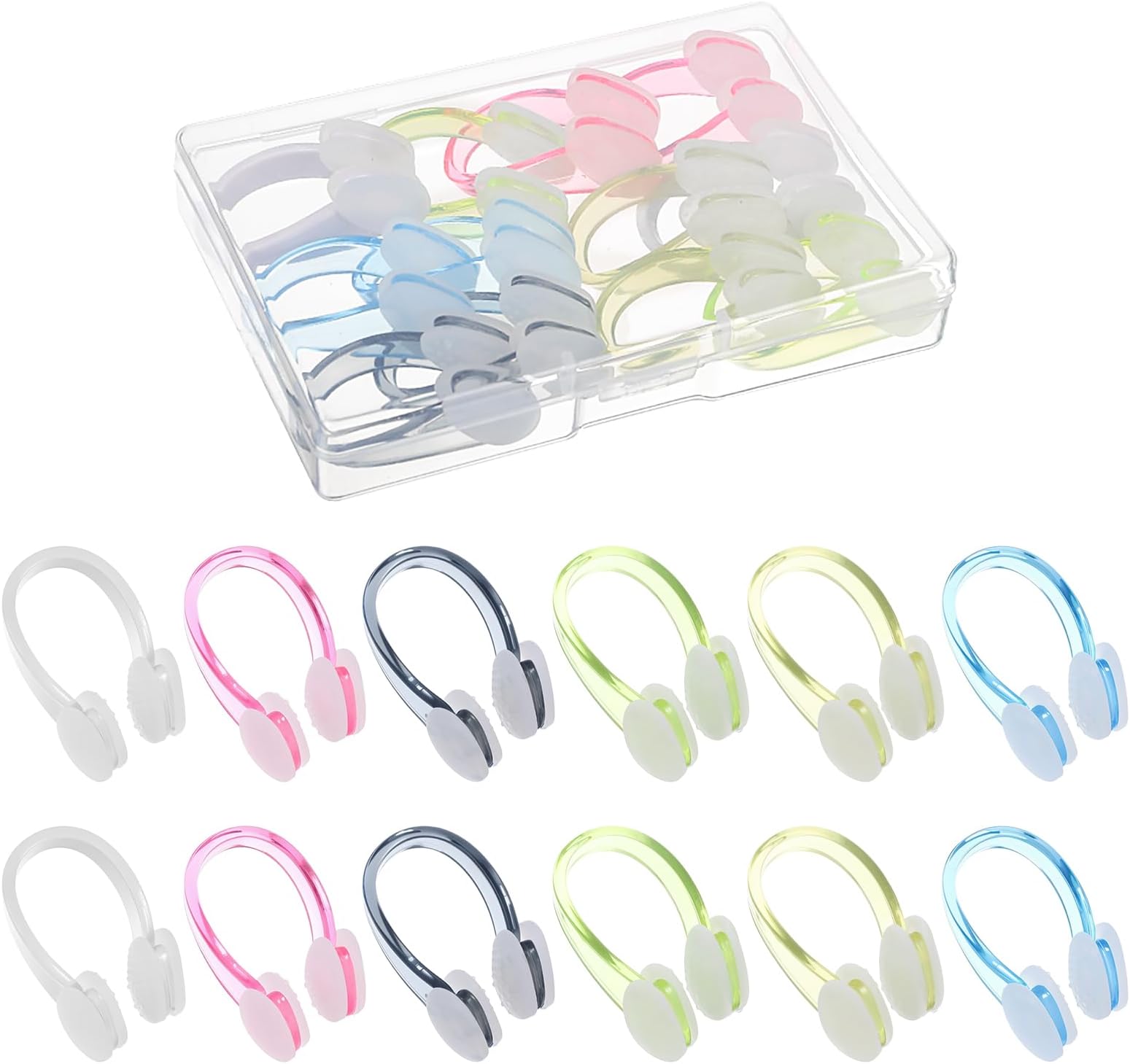 10 Pack Nose Plugs for Swimming Waterproof Swim Nose Clips Swim Noses Plugs for Kids Adults Multi-Color Noses Clip for Diving Swimming and Other Water Sports with Storage Box