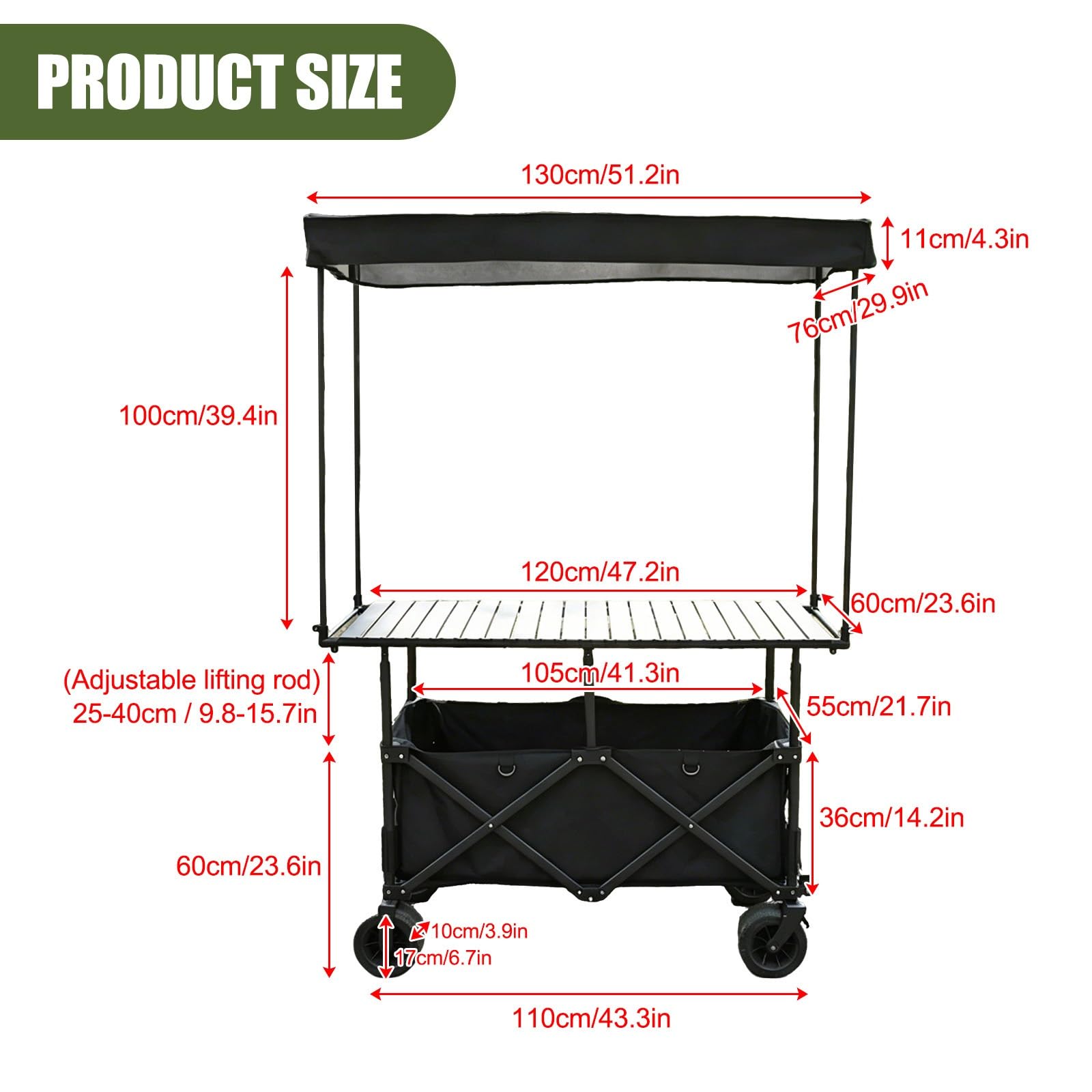 HARELA Carrito de Comida Callejero, Carro de Venta Ambulante para Perritos Calientes/Salchichas/Pan, Puestos ambulantes portátiles con toldo(Black A)