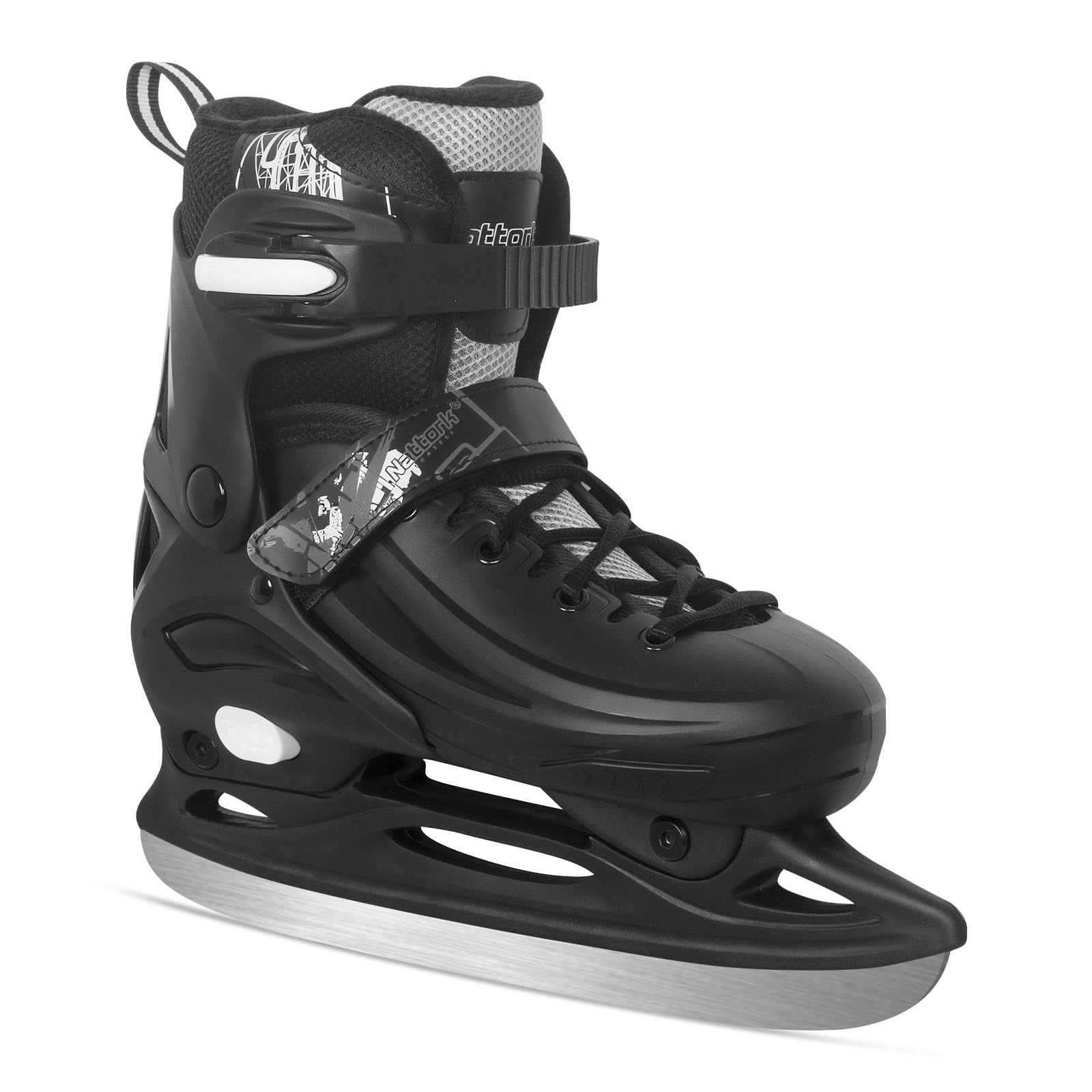 Nattork Ice Skates 4 Sizes Adjustable for Kids Boys Girls, Fun Beginner Ice Skating for Outdoor, Soft and Comfortable Hard Protection for Children