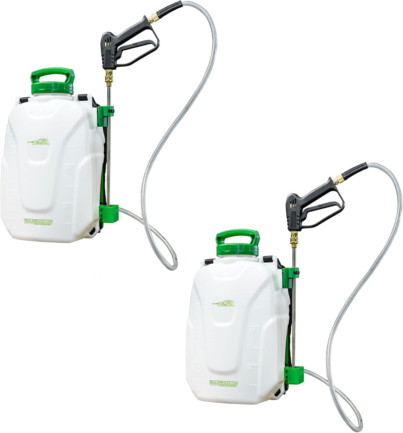 Green Touch Industries QA101 Strom 18 Volt Battery Electric Backpack Yard Sprayer Broadcaster for Herbicide, Pesticide, & Fertilizer, 4 Gal (2 Pack)