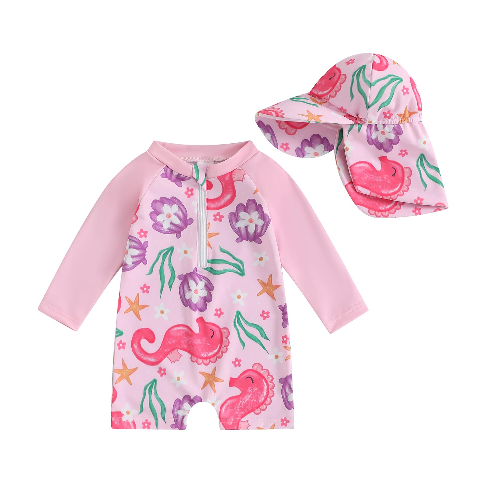 Xeadoffubio Baby Badeanzug Jungen UPF 50+ - Langarm Schwimmanzug Mit Sonnenhut