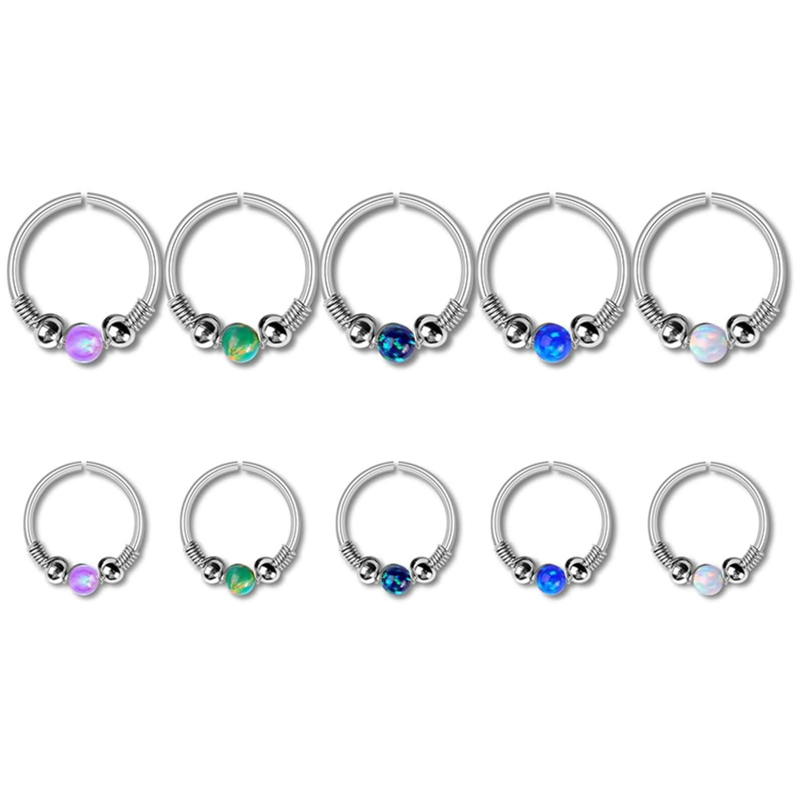 Augenbrauen Piercing Männer, Augenbrauen Piercing Edelstahl Vergoldet Opal in Runder Form Schmuck Nase Lippe 10 Stück Damen