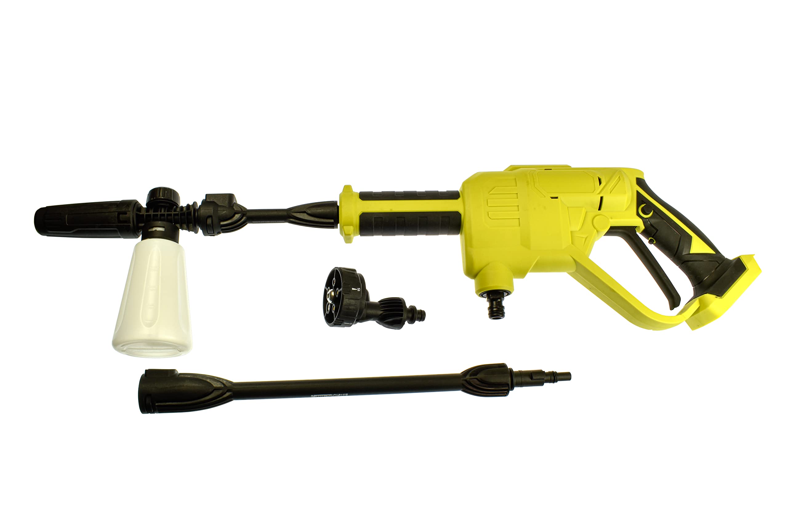 Baricus Druckreiniger - 24 Bar - Akku-Sprühsystem - Einsatz mit oder ohne festen Wasseranschluss möglich - inkl. Seifenbehälter & weiterem Zubehör - B-Ware (Inklusive 2.0Ah Akku & Ladegerät)