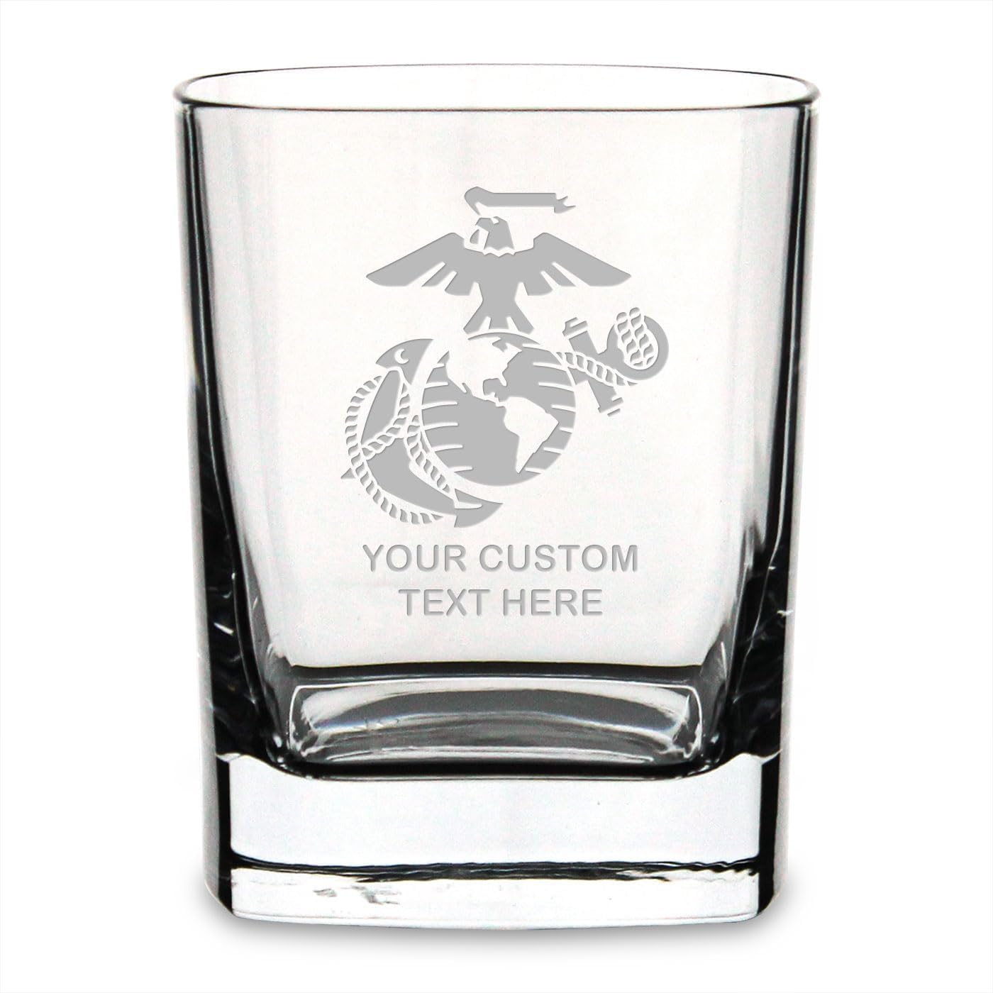 7.62 Design U.S. Marine Corps Eagle Globe & Anchor Personalized 11.75 oz. Square Double Old Fashioned Glass