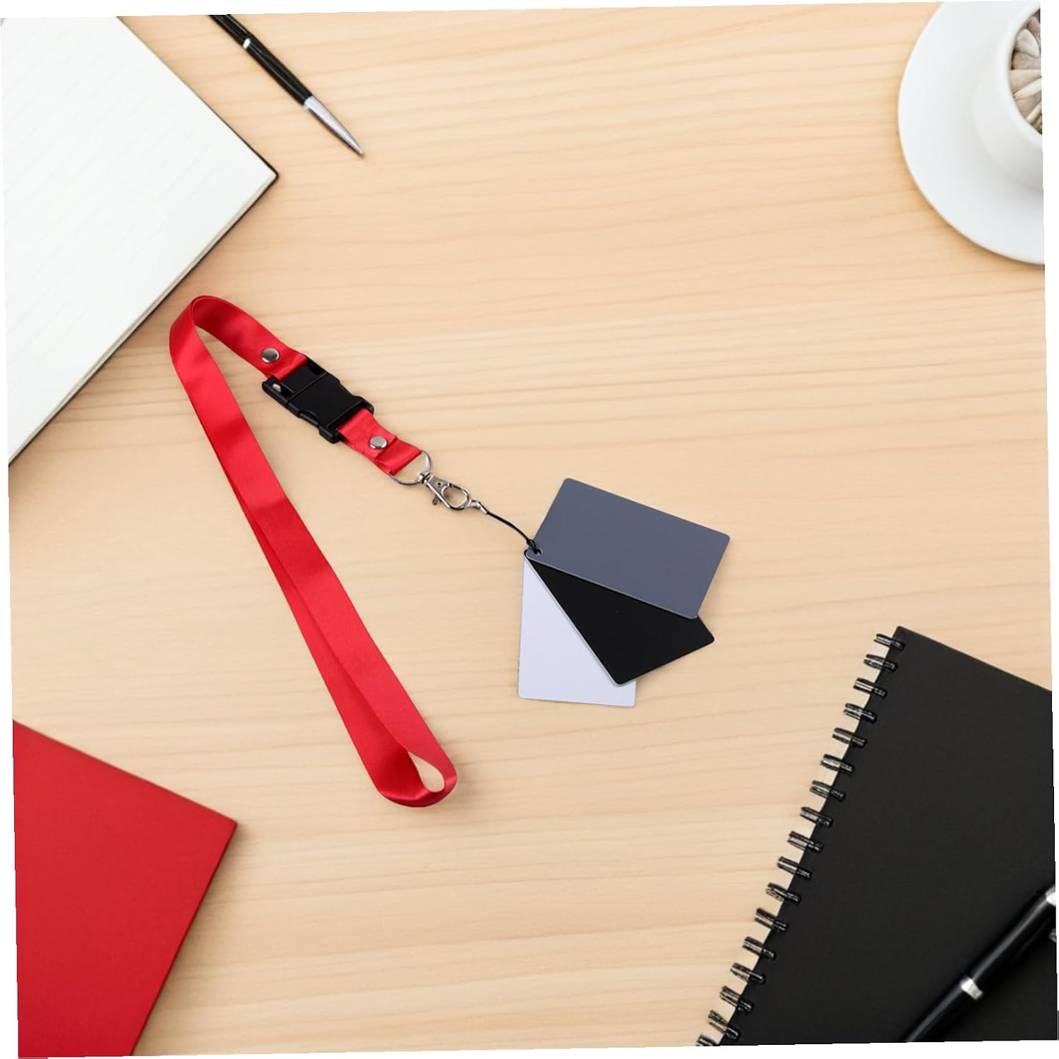 2pcs Grey Cards White Balance Cards with Neck Strap for Photography Exposure Reference Black White Grey Calibration for DSLR Camera Video Lighting