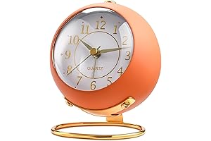 Retro Analog Alarm Clock in Burnt Orange for a Cozy Bedroom Decor