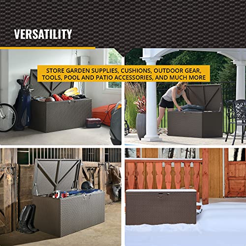 Image of Arrow 4' x 2' x 2' Spacemaker Espresso 134 Gallon Hot-Dipped Galvanized Steel Storage Deck Box
