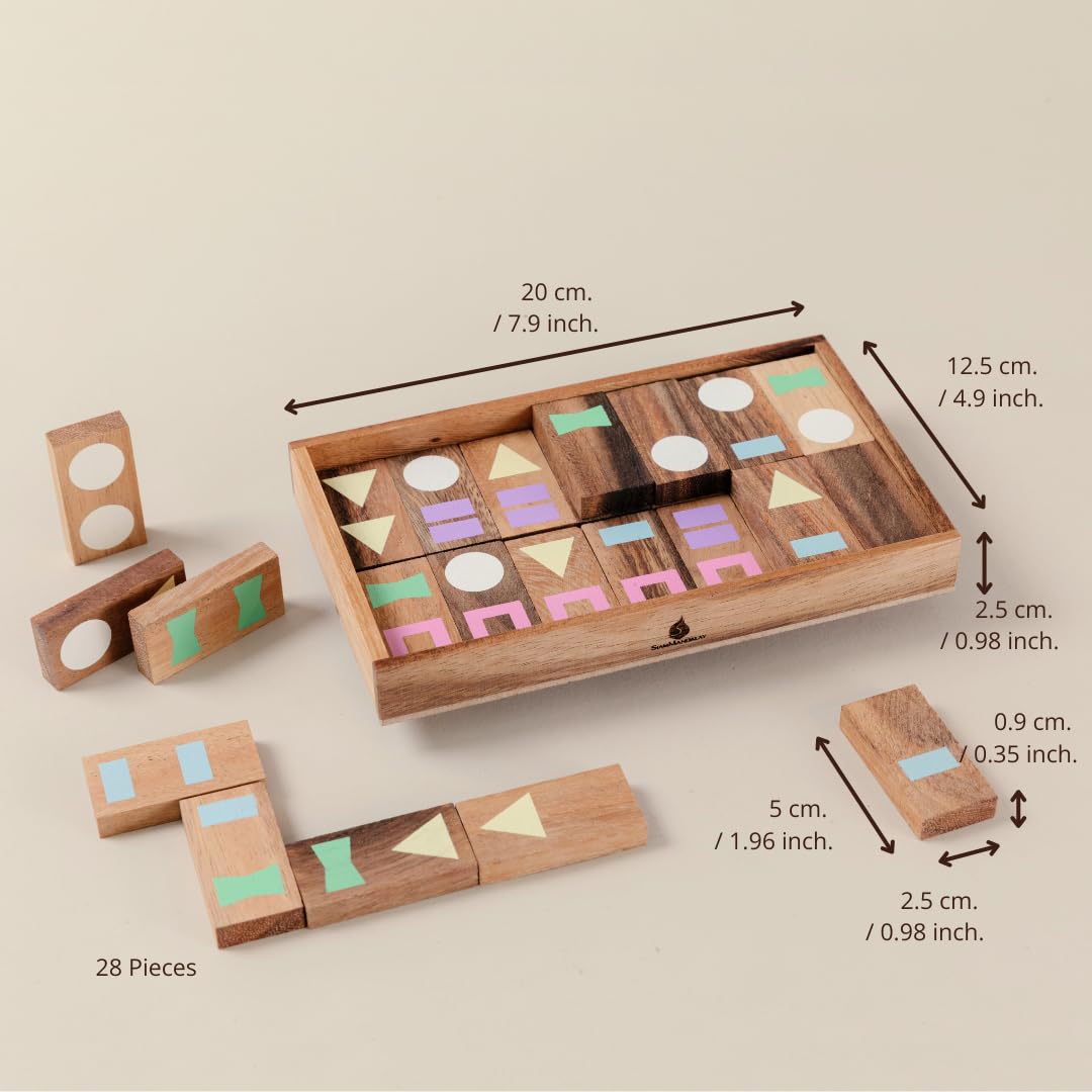 Wooden Domino Matching Game for Kids, 28-Piece Montessori Shape & Color Learning Toy - Image 2