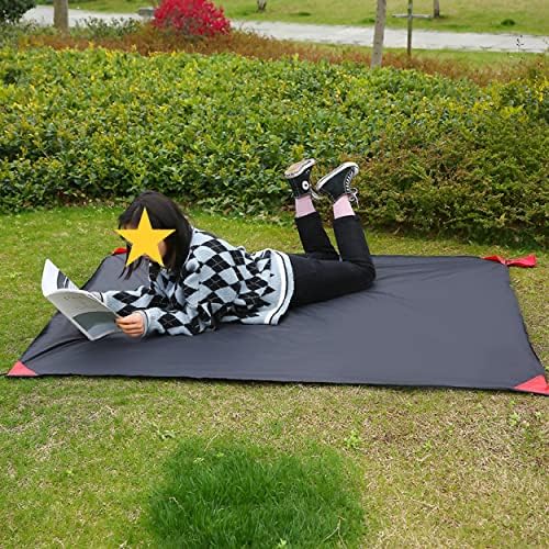 Azarxis Ultralight Mini Pocket Blanket Waterproof Tent Tarp Footprint Rain Fly Shelter Sunshade Ground Cloth Compact Portable for Outdoor Camping Hiking Park Garden Beach Picnic (Black - Large)
