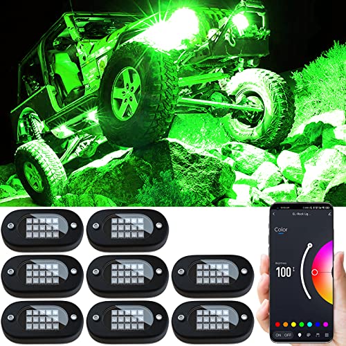 OWLKING 8 Pods Rock Lights for Trucks RGB LED Neon Rock Lights Kit, Multi Color Off Road UTV ATV Rock Lights Waterproof Car Lights Exterior Underglow Kit, APP Control Music Mode Home Functions