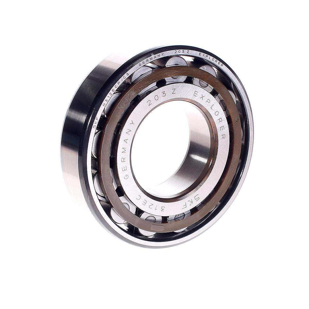 SKF N 312 ECP/C3 Cylindrical Roller Bearing, Single Row, Removable Outer Ring, Straight, Straight Bore, High Capacity, C3 Clearance, Polyamide/Nylon Cage, Metric, 60mm Bore, 130mm OD, 31mm Width