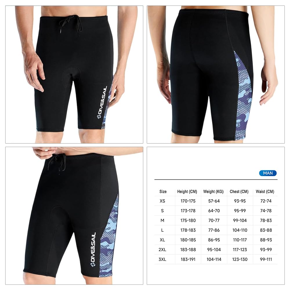 Pantalon de plongée en néoprène pour homme 2 mm avec cordon de serrage réglable à la taille pour le surf, la plongée, le kayak