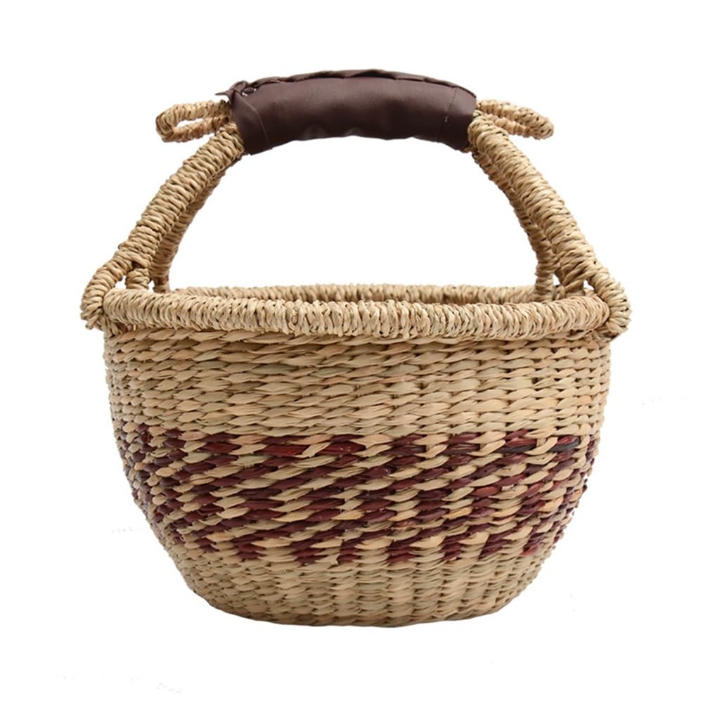 Wicker Picnic Basket Woven Grocery Shopping Picnic Camping Basket for Picnic Camping Outdoor(Brown)