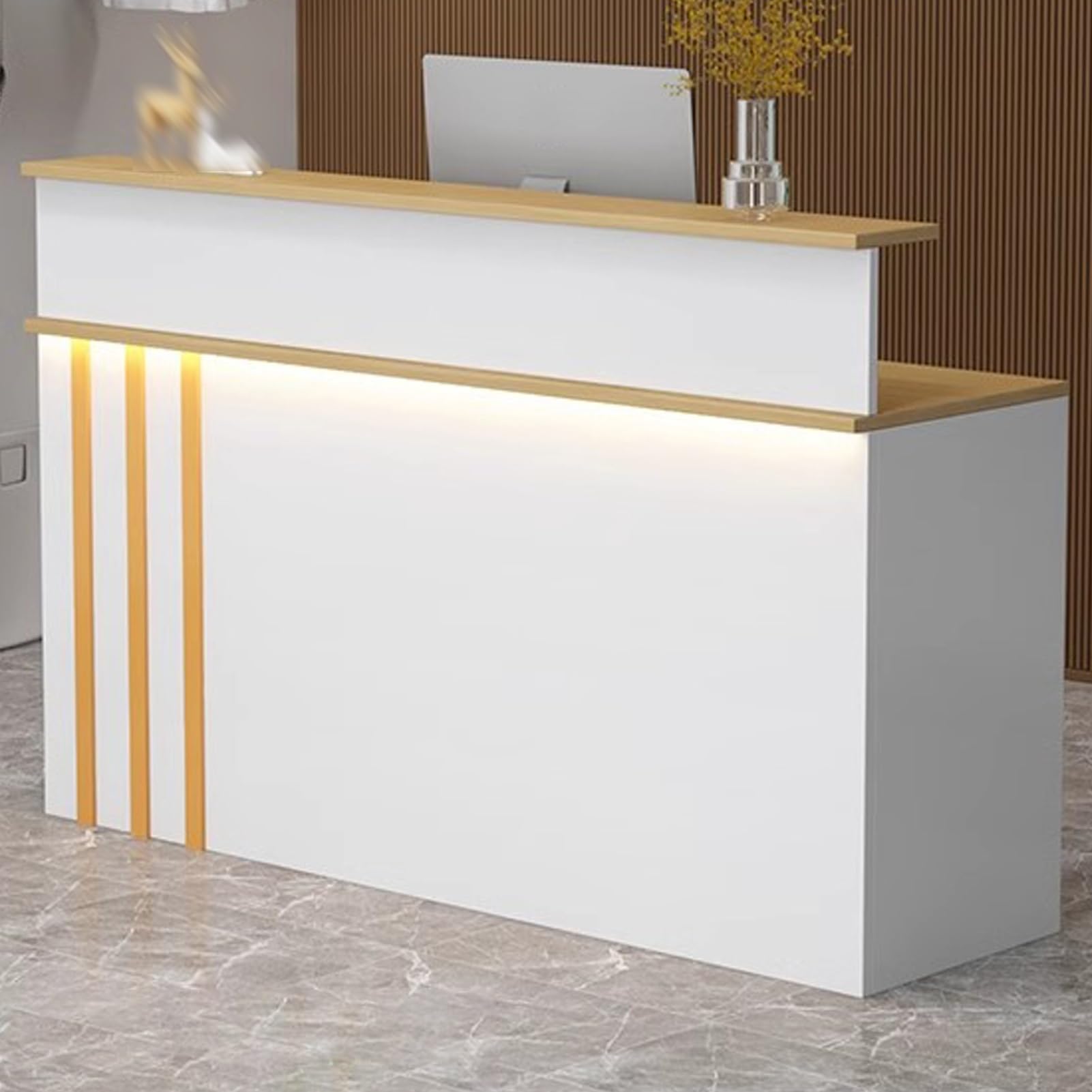 Moderner 120 cm Empfangstisch mit abschließbarer Schublade, stilvoller Thekentisch für Heimbüro und Einzelhandel, elegante Möbel für Empfangsbereiche