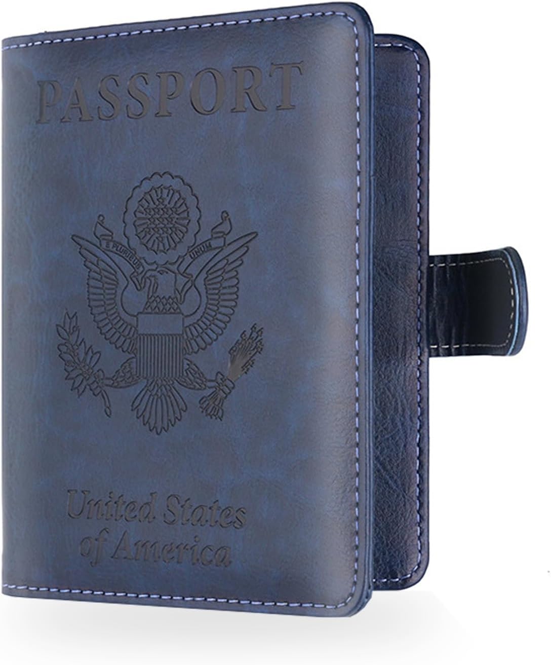 gunhunt Pack-1 Passport and Vaccine Card Holder Combo, PU Leather Functional Travel Document Cover Case, Multiple Card Slots Hold Passport, Air Ticket, Bank Card, ID Card, Credit Card (Blue)