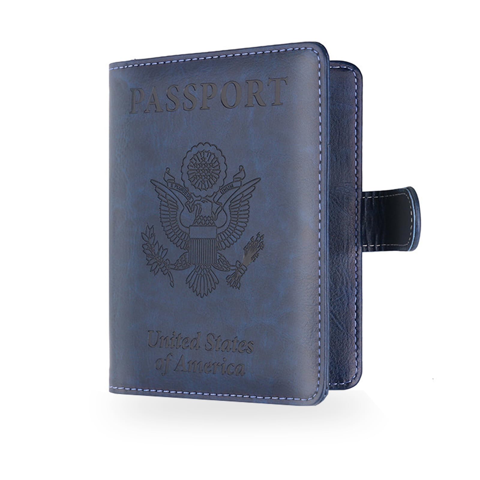 gunhunt Pack-1 Passport and Vaccine Card Holder Combo, PU Leather Functional Travel Document Cover Case, Multiple Card Slots Hold Passport, Air Ticket, Bank Card, ID Card, Credit Card (Blue)