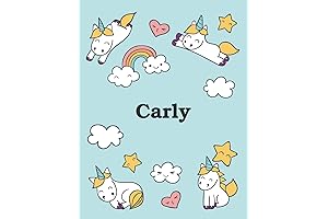 Carly: Unicorn Notebook - Personal Name, Wide Lined Rule Paper | The...