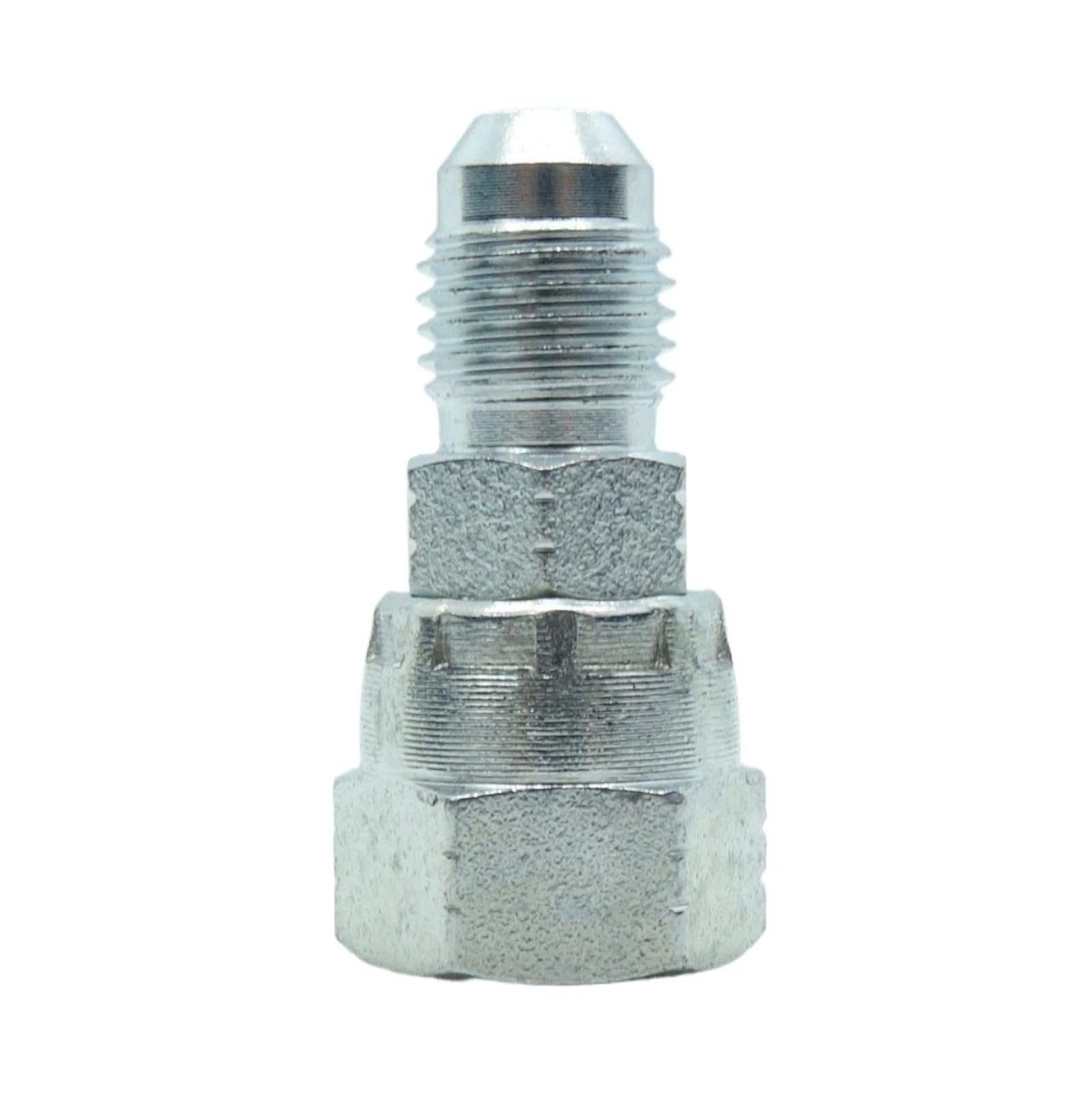 1 Piece Hydraulic Fitting 1/4" Male JIC (7/16"-20) Swivel X 1/4" Female JIC (7/16"-20) Swivel Adapter Carbon Steel