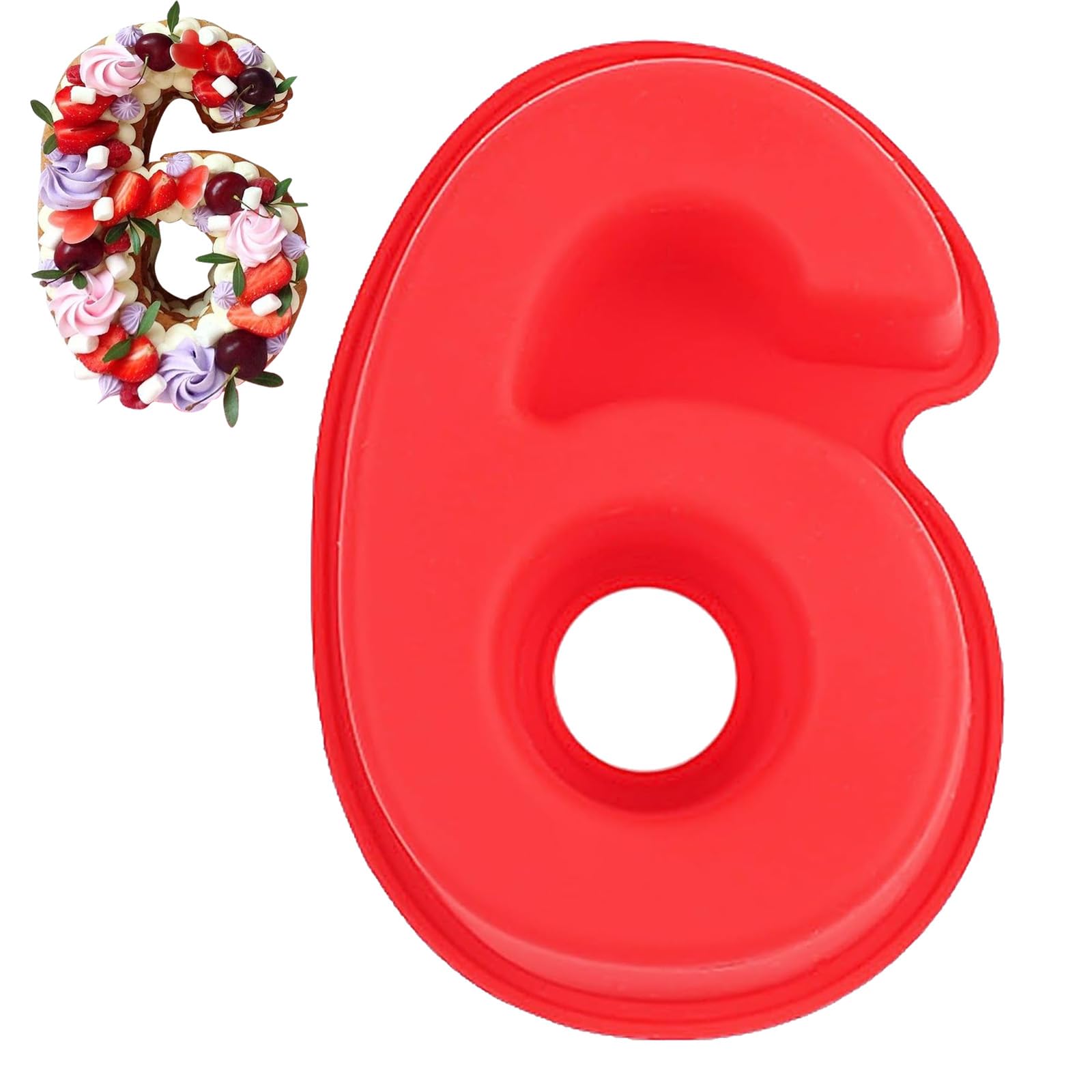 Wsetyy Number Cake Moulds Birthday, 3D Baking Mould Number Cake Tin, for Mousse Jelly Chocolate Baking, Made of Food-Grade Silicone, Easy to Demold, Washable (6/9)