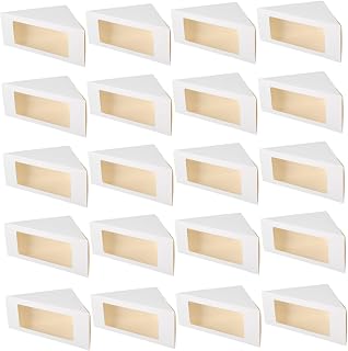 PRETYZOOM 20Pcs Dessert Wrapping Boxes Disposable Paper Food Cases with Window for Sandwiches Pastries Cakes Safe Design for Catering
