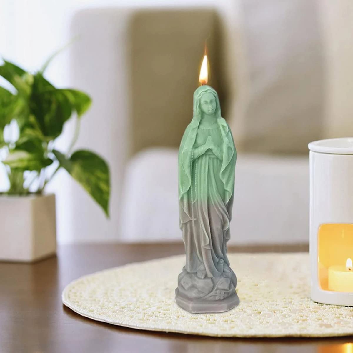 Stampo Candela Silicone Vergine Maria Modello Candela in Silicone Riutilizzabile per Aromaterapia Stampo per Fare Candele, Cioccolato, Sapone,Stampo per Candele Fai da Te Casa Decorare