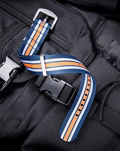 BINLUN Nylon Watch Band Thick G10 Premium Ballistic Nylon Multicolor Replacement Watch Straps with Silver/Black Stainless Steel Buckle for Men Women (Blue&White&Orange,20mm) - 2